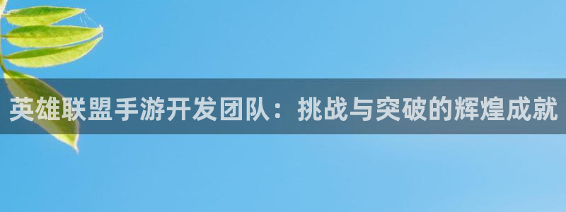 星空电子娱乐：英雄联盟手游开发团队：挑战与突破的辉煌成就